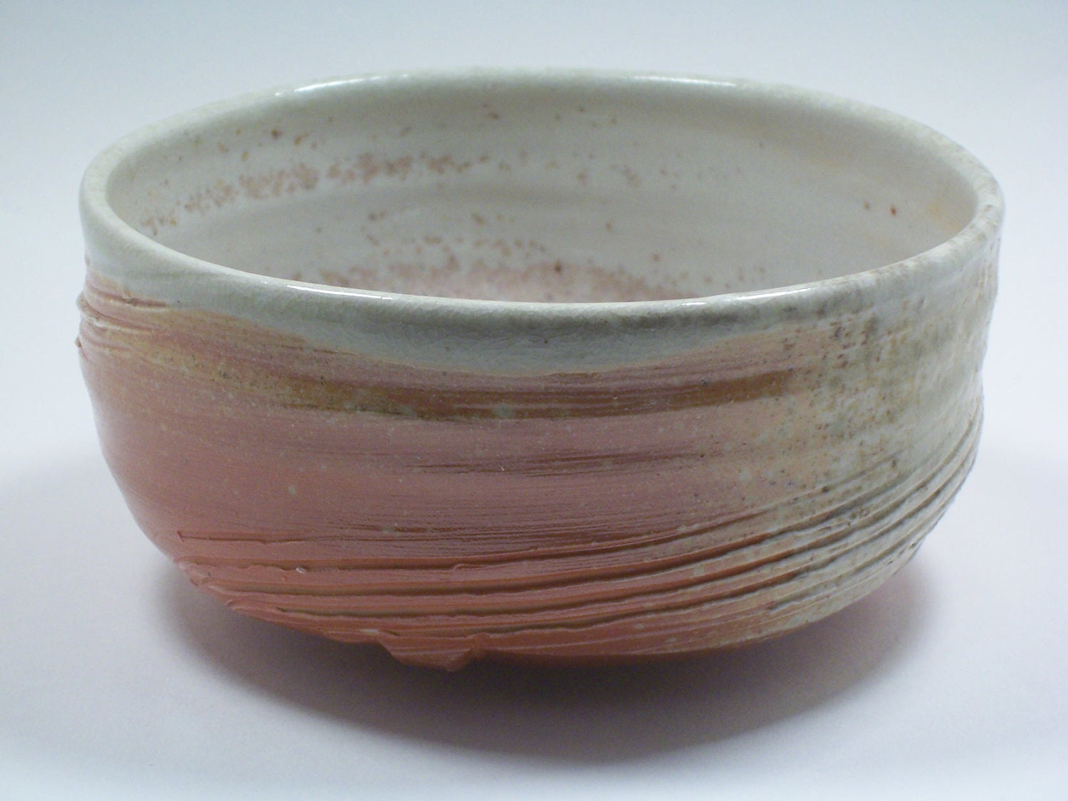 Wood-Fired Chawan (5.5" D, 2.75" H, W 492g) porcelain w/ shino liner- CA15