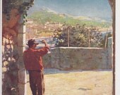 French seascape painting 1907 Tuck Oilette French Postcard Unused Cannes Riviera Mediterranean beach seaside decor ocean fathers day card