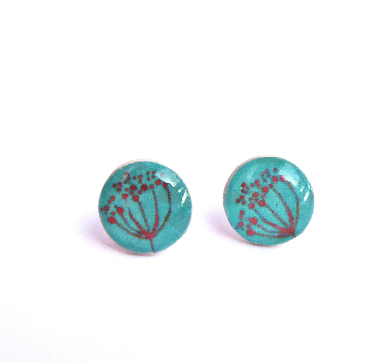 Tiny Stud Earrings on Tiny Stud Earrings Blue And Red Floral Earring Studs