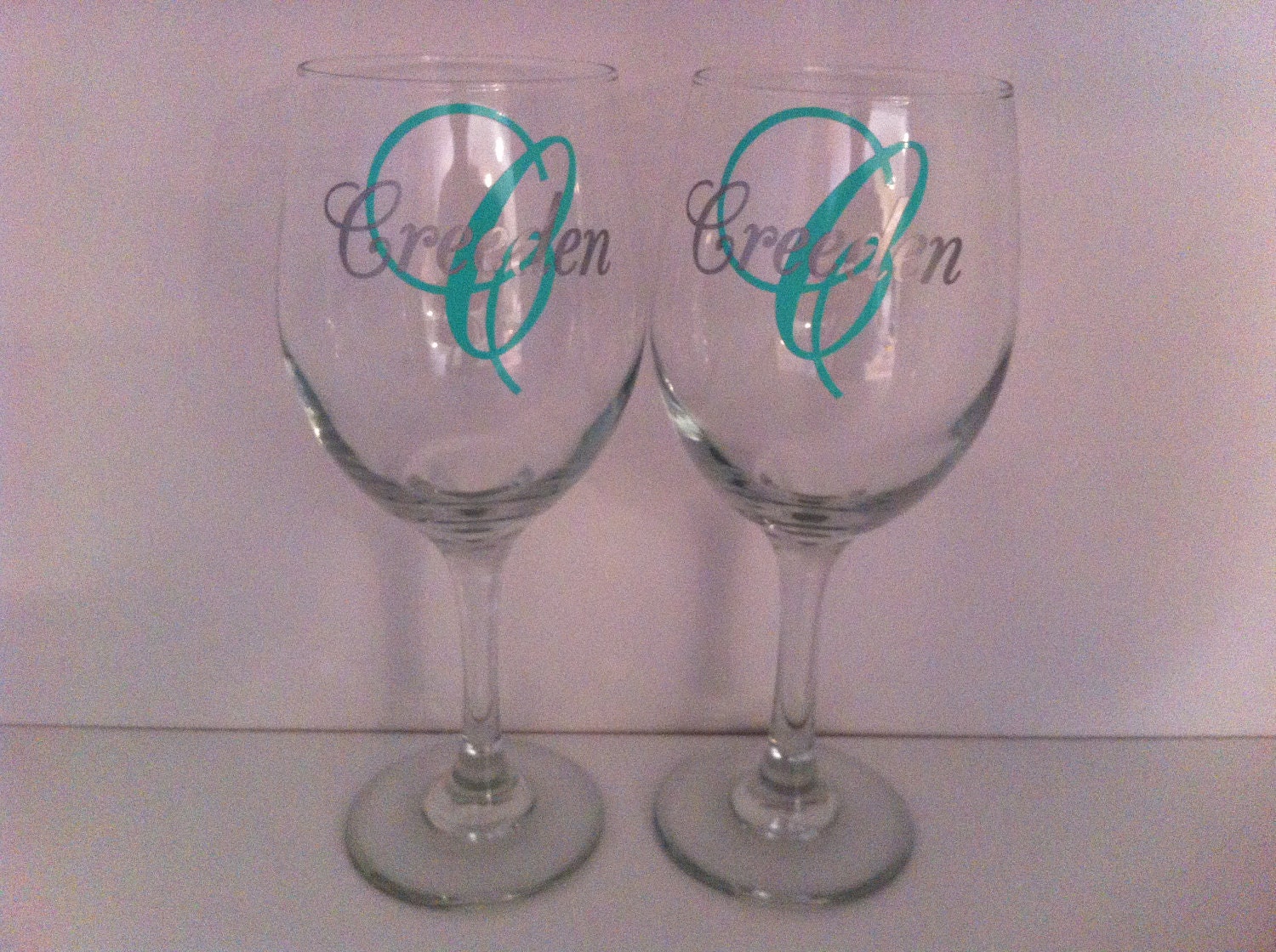 Personalized Set of 2 wine glasses