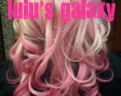 BUBBLE POP pink colored pastel/ human hair extension/ clip-in hair/ dip dye ombre  READY to send (4) hair extensions