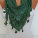 Women Green Cotton Shawl Scarf - Headband - Cowl