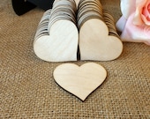 50 Wooden Hearts Natural Wood Heart shaped Gift Tag , Wedding Decoration , Bridal Shower , Escort Card , Place Card