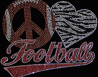 Peace - Love - Football Rhinestone Transfer Only