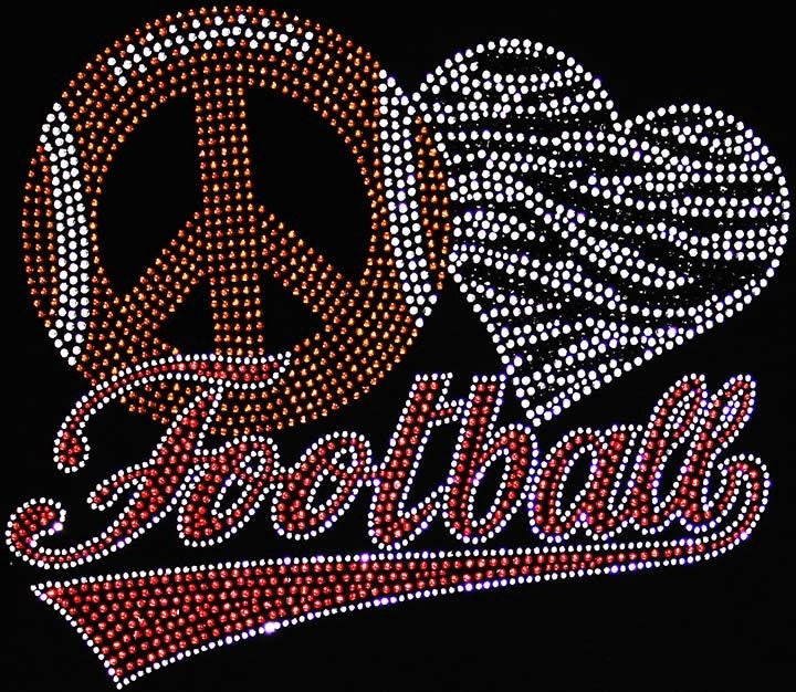 Peace - Love - Football Rhinestone Transfer Only
