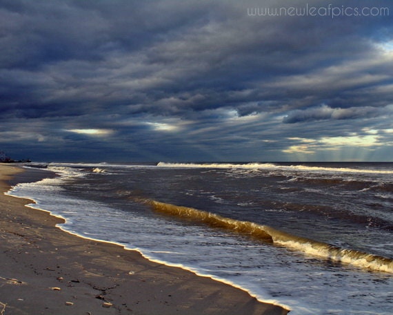 Ocean Photography, blue and brown beach house decor, 8x10 coastal art