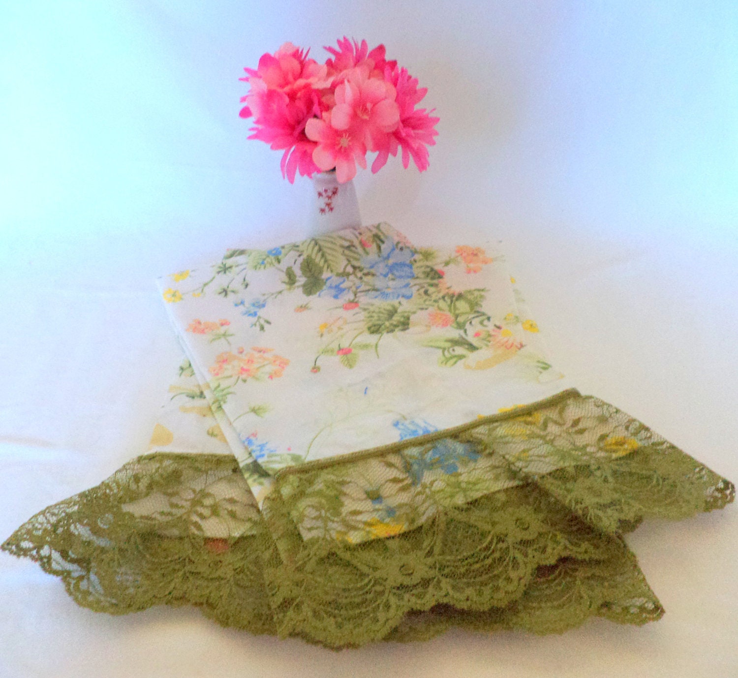 handmade from vintage linen Decorative guest hand towels set of 2