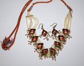 Vintage Necklace  Enamel Pearl Choker 1950s Jewelry