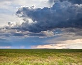 Spring Storm Rain Clouds Landscape - 16x20 Fine Art Canvas Gallery Wrap - Home Decor  - Blue Green Yellow