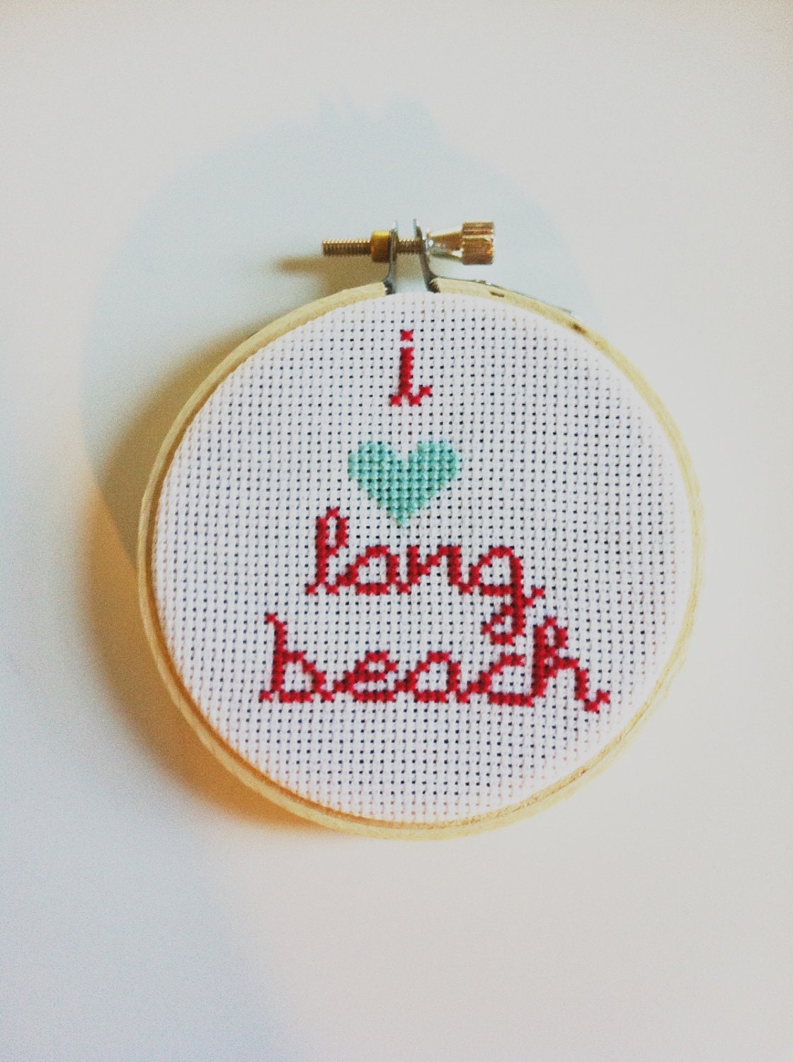 I Love Long Beach Cross Stitch Art - 3"