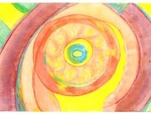 Original Abstract Painting Colorful on paper.  Modern wall art. Acrylico, watercolor, indian ink, mixed media: 51 X 34.5 cm. Special Price.