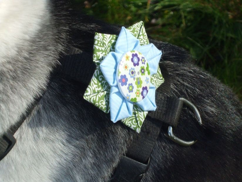 Dog flower pin back brooch