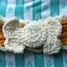 Infant Mustard Yellow Crochet Head Band with Cream Bow