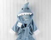 Blue Personalized baby boy bath Robe Terry Shark Robe - PersonalizeItBABY