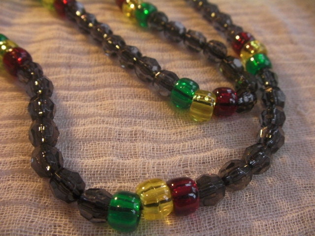 Acrylic Jah Beads (Rastafarian Prayer Beads) with Translucent Accent Beads