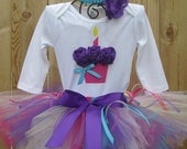 ENCHANTED BIRTHDAY - 3D Cupcake 1st Birthday Set Includes Tutu, 3D Cupcake Onesie and Free (1) Flower Headband- 1st 2nd 3rd 4th 5th bday