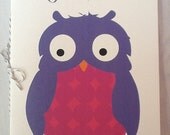 Owl Journal Diary - Hand Stitched Kid's Art Book - Hand Made Sketchbook - Handmade Journal - Paper Journal