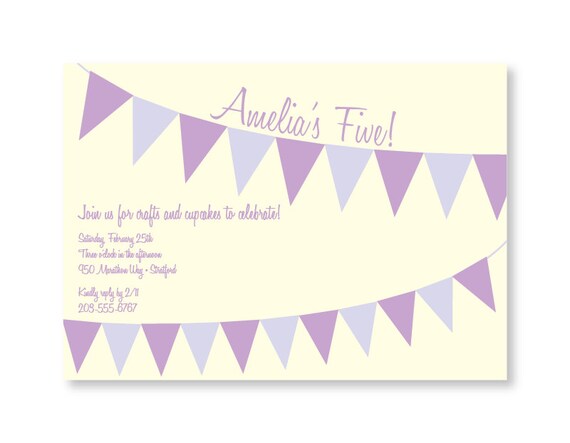 Printable Banner Birthday Invitation - Bunting Birthday Invite - Personalized Birthday Invitation - 5x7 OR 4x6 DIY Printable Il_570xn