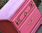Vintage Nightstand /Pink /Glazed /Distressed Bedroom Furniture /Bright Side, End Table /Painted Tv Stand /Storage