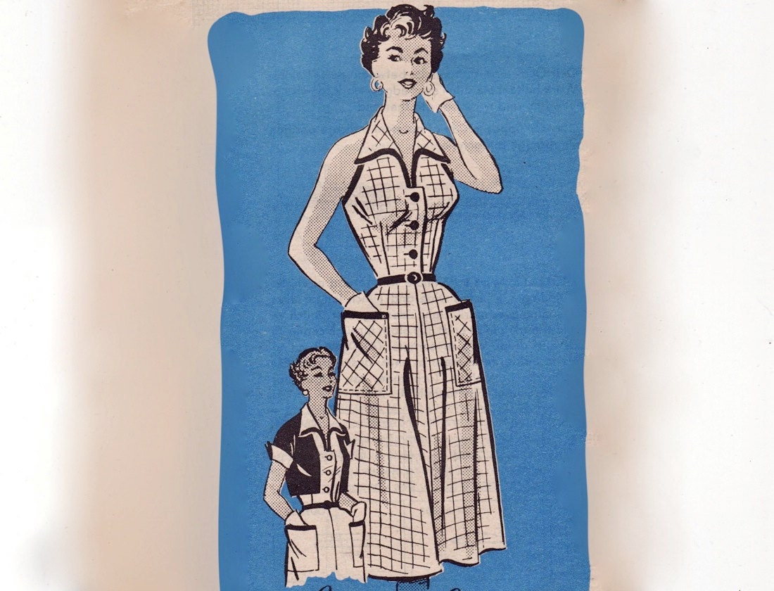 Vintage 1950s Sewing Pattern - Sexy Halter Dress with Pointed Collar & Cuffed Bolero Jacket - Anne Adams Mail Order 4849, Bust 32