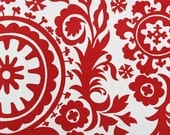READY TO SHIP - Single 16 x 16 Red White Suzani Pillow Cover Christmas Pillow Cover