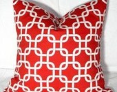 READY TO SHIP - Single 16 x 16 Red White Gotcha Pillow Cover Red White Christmas Pillow Cover