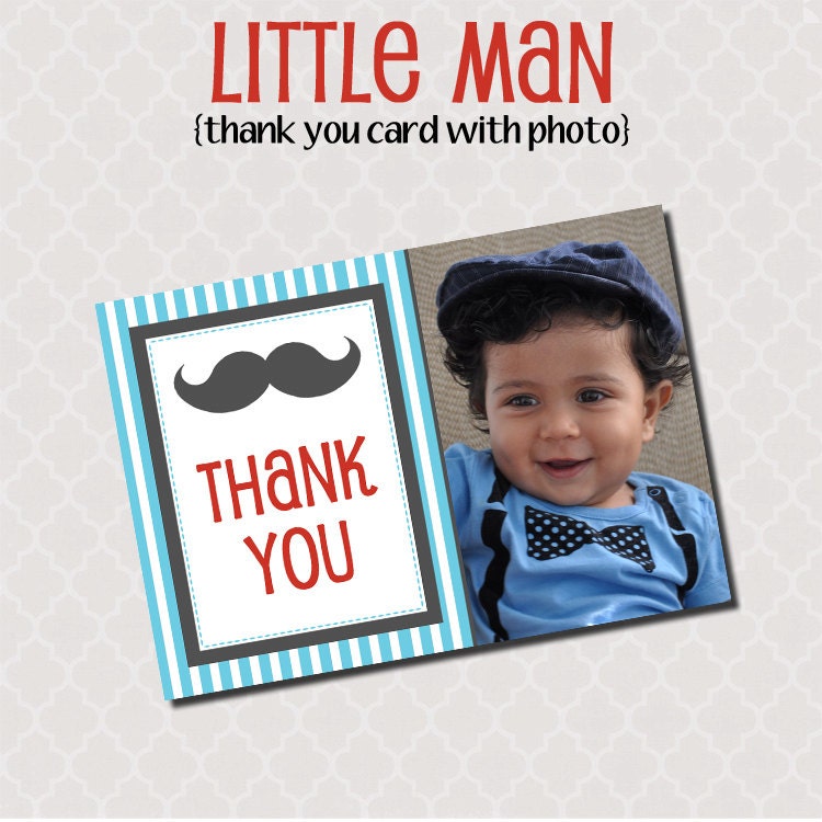 Printable Thank You Photo Card - Little Man Party Collection