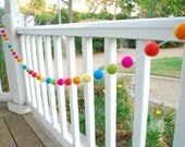 Neon Summer Fun Birthday Garland / 30 Felt Balls- 6 ft long