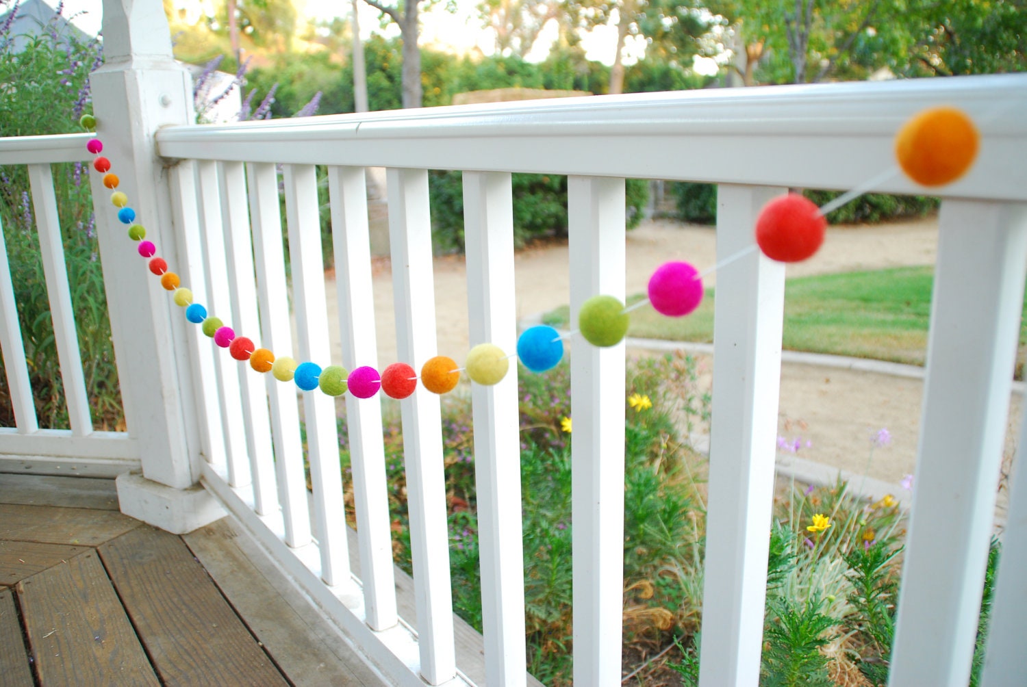 Neon Summer Fun Birthday Garland / 30 Felt Balls- 6 ft long