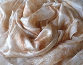 Eucalyptus dyed silk habotai, 5 m/m,  112 x 114 cm, eco print orange hues
