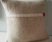 Wool pillow cushion upcycled blanket OOAK