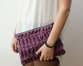 Clutch and iPad cover - Violet pleated fabric