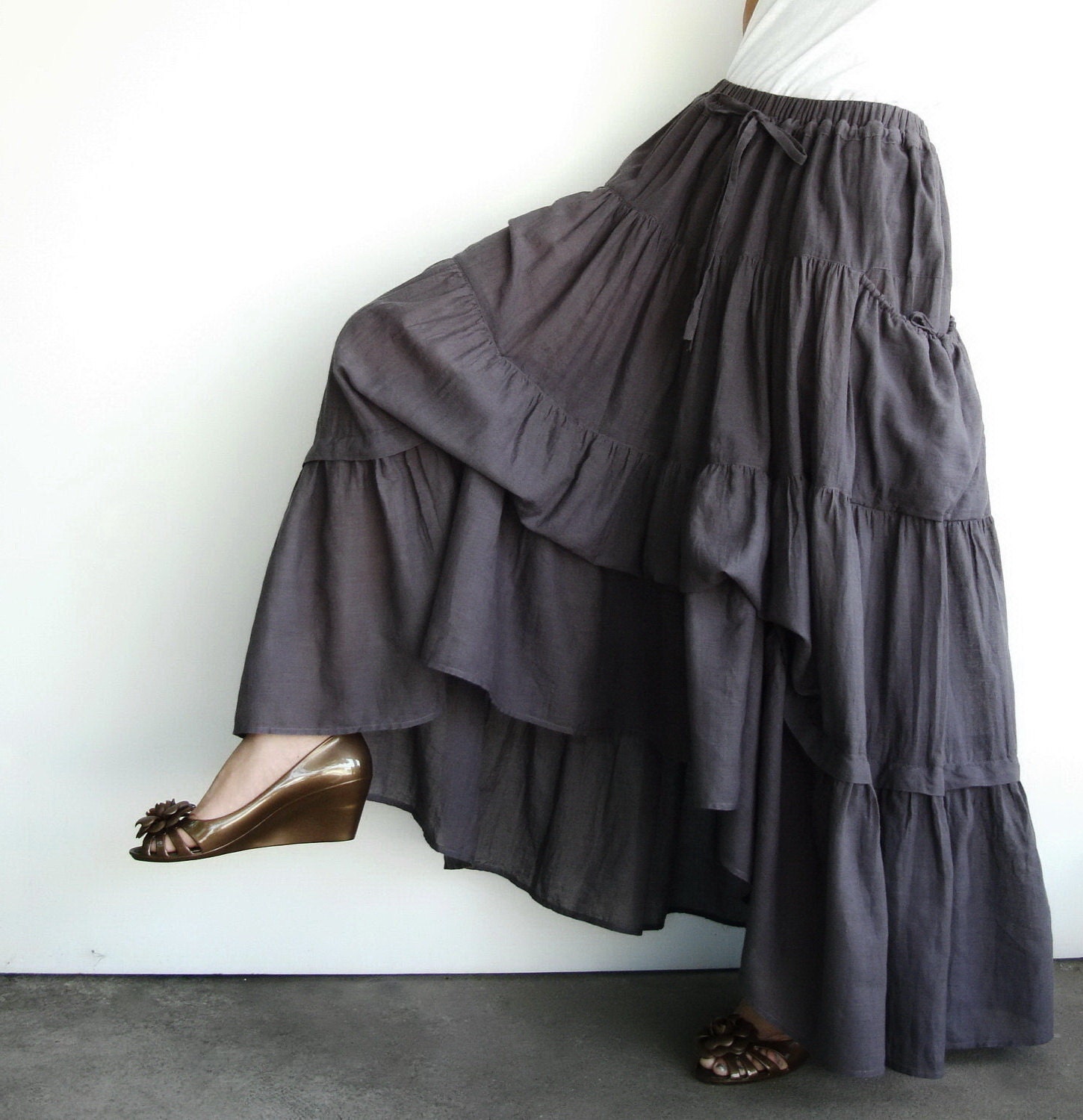 NO.42 Grey Cotton Maxi Skirt (2 Options skirt)