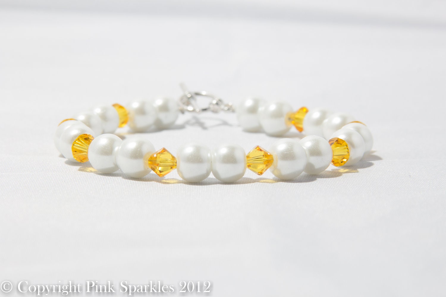 Sunflower Yellow Swarovski Crystal and Pearl Bracelet