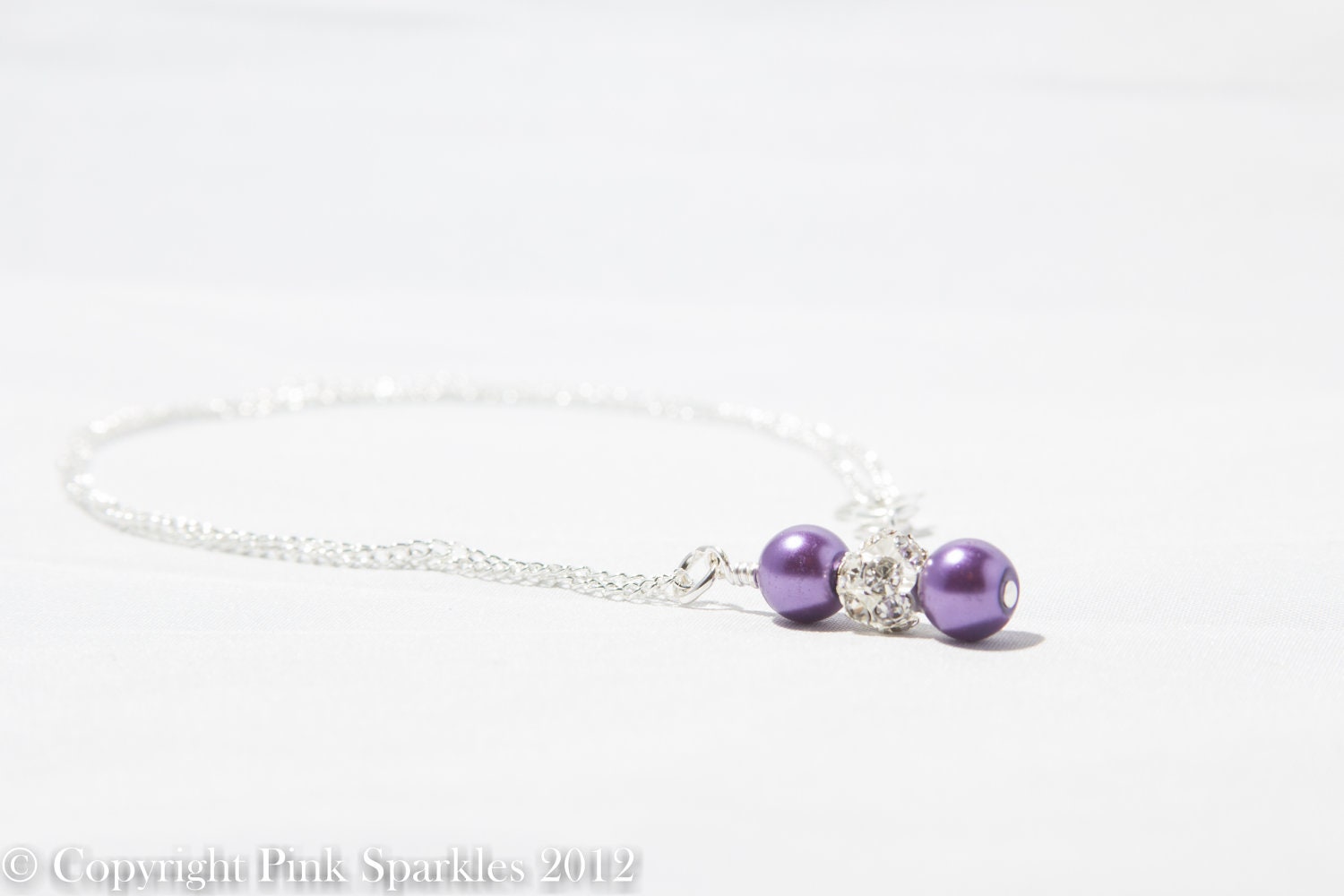 Dark Purple Pearl Rhinestone Necklace, Bridal Necklace, Wedding Jewellery