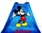 Cape,  Embroidered Mickey Mouse Personalized with Monogram Royal Blue