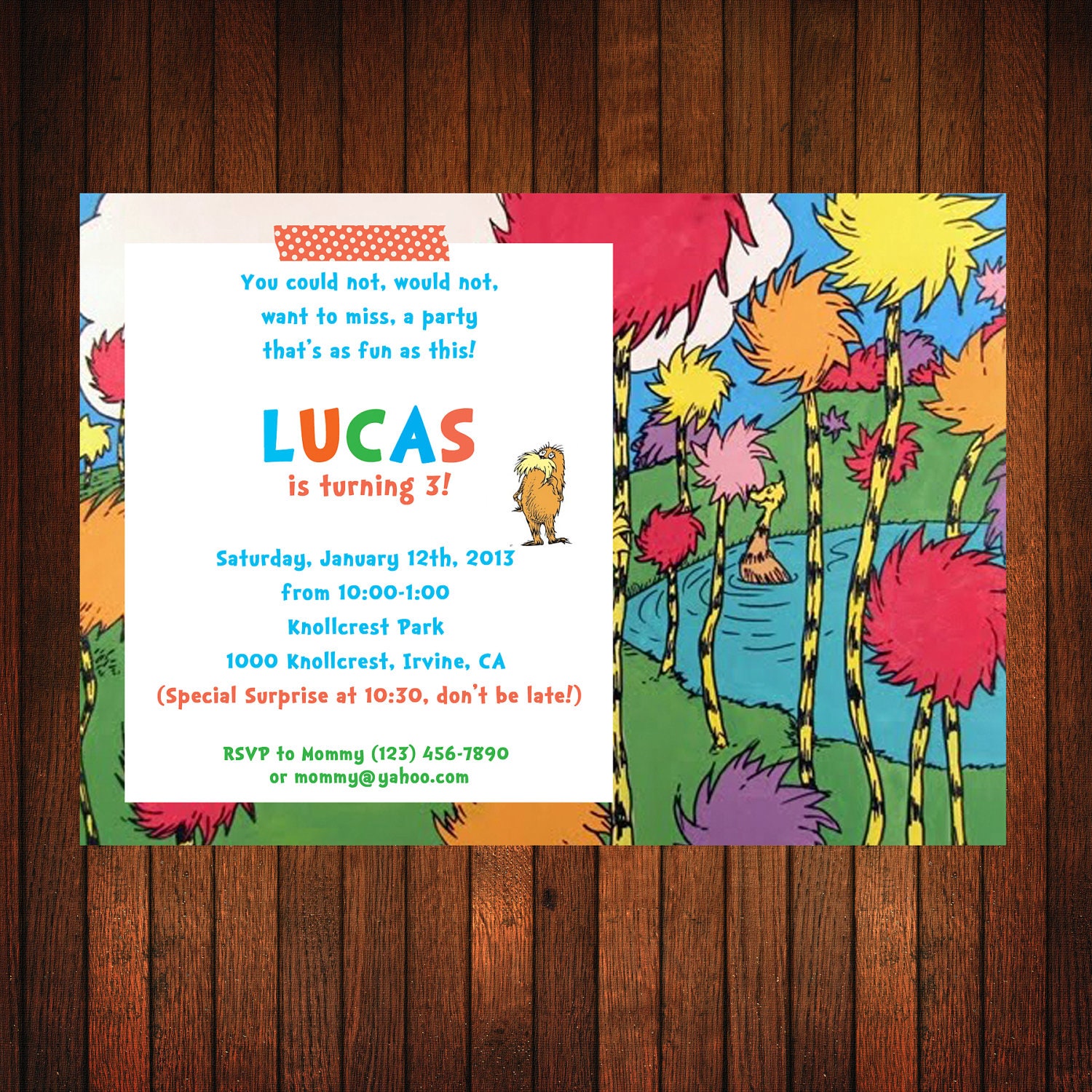 Lorax Birthday Invitation: Original Lorax Il_170x135