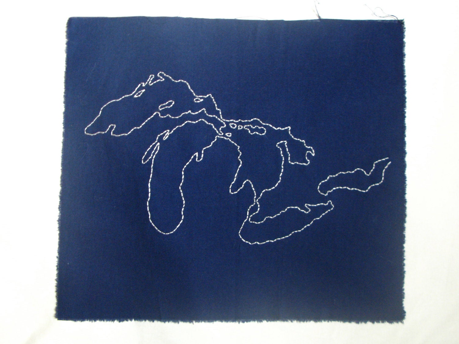Great Lakes on Navy Embroidered Map