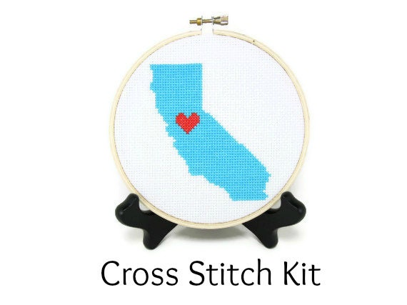 California Love State Map Cross Stitch KIT