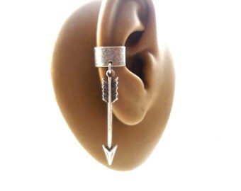 Sterling Silver Ox Plated Arrow Ear cuff ( a27 )
