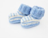 Baby booties - knitted boy booties - blue booties