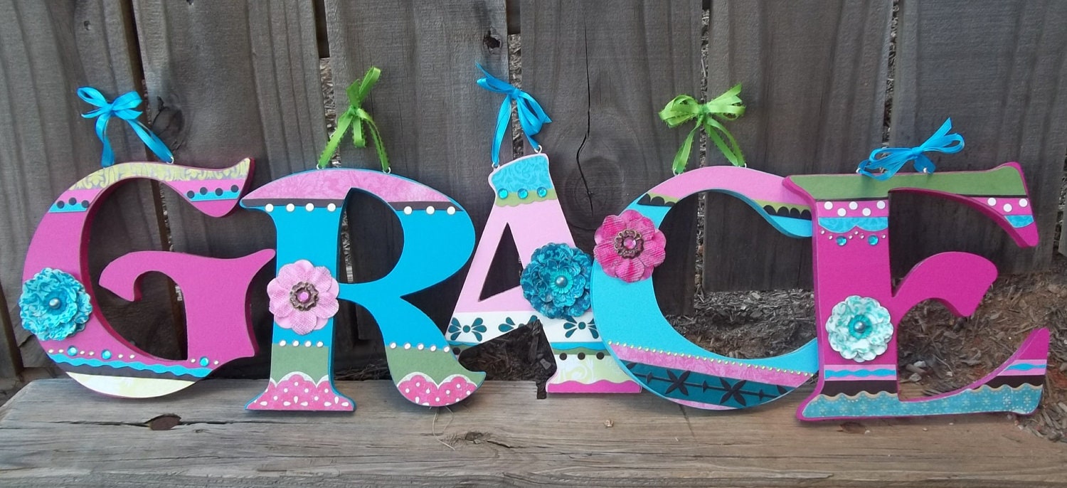 Nursery Wall Hanging Personalized Letters or Name for Baby, Child Room Decor Any Color or Theme