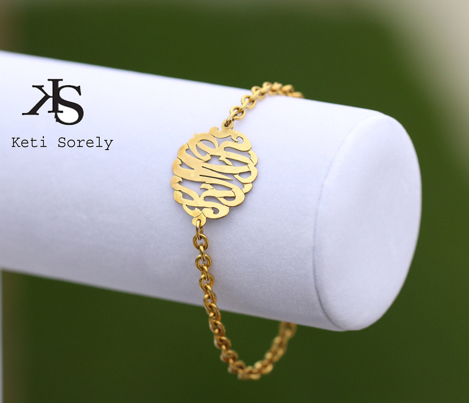 Monogrammed Initials Bracelet Small (Order Any Initials) - with Gold Overlay