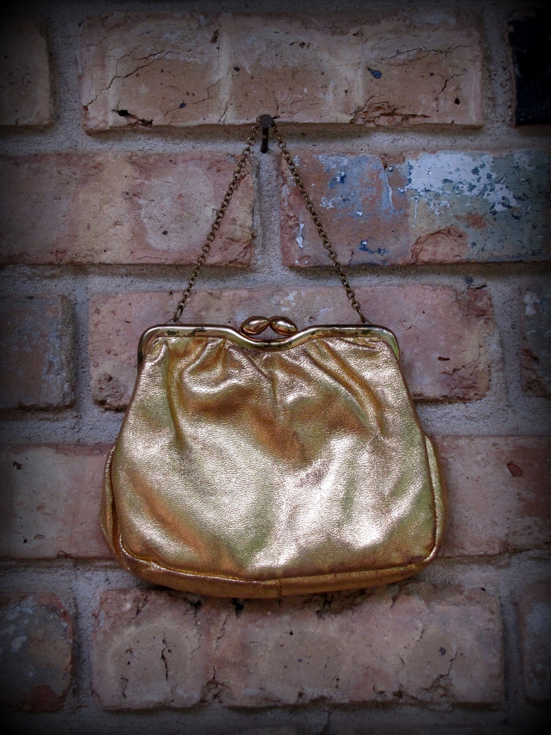 Vintage Handbag / Gold Opera Bag / 1950s