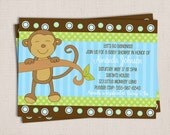 Little Monkey Boy Baby Shower Custom Printable Shower Invitation Il_170x135