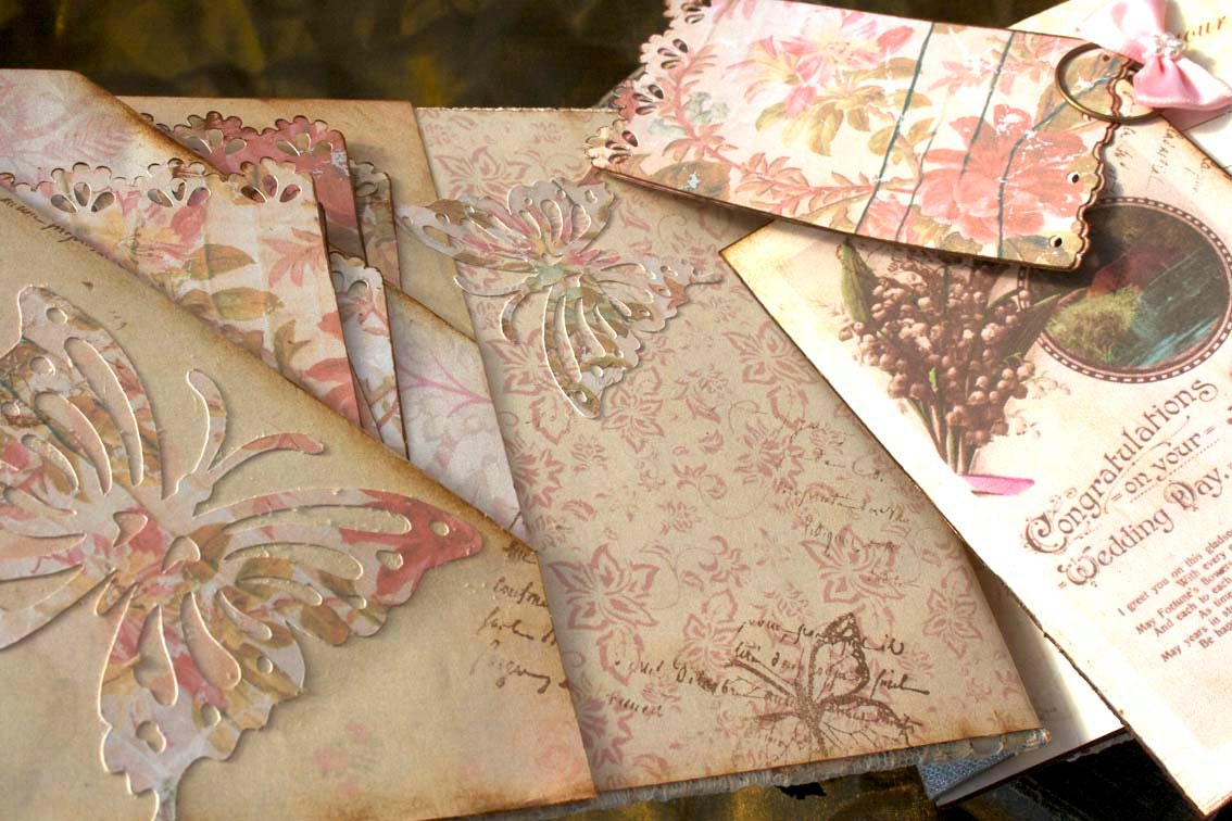 Wedding guest book - vintage shabby chic, custom - 20 pages
