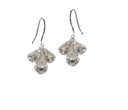 Swarovski Crystal Diamante Earrings Sterling Silver Bridal Bridesmaid Wedding - Keisha Design