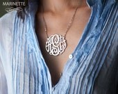 2 inch Monogram necklace in sterling silver - Expedited shipping