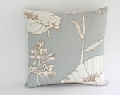Poppyfiled 18x18 Pillow Cover with Large Blue and Ivory Flower
