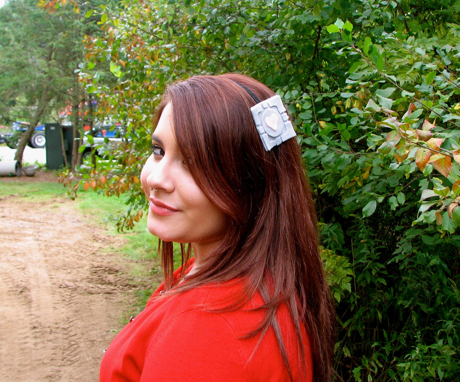 Portal Companion Cube head band (black)